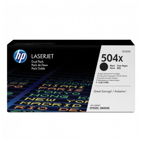 картридж hp ce250x 504x черный Картридж лазерный HP 504X CE250XD черный x2упак. (21000стр.) для HP CLJ CP3525/CM3530