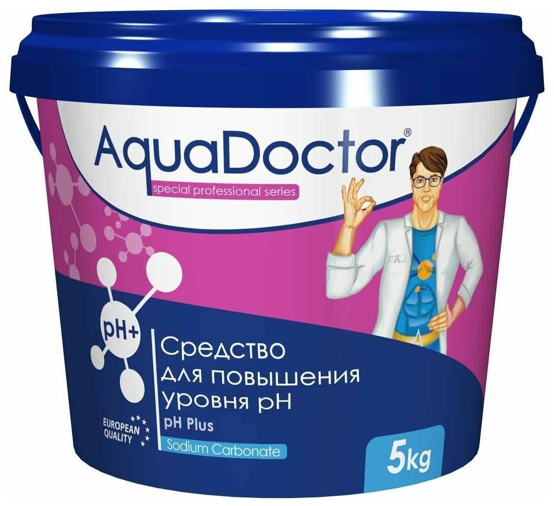 Регулирование ph воды бассейна AquaDoctor pH Plus 5 кг