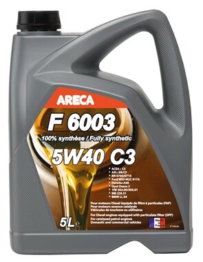 Areca Areca F 6003 5w40 (5l)_масло Мотор! Синтacea C3,Api Sn/Cf,Mb229.31/226.5,Vw 502.00/505.01,Dexos2