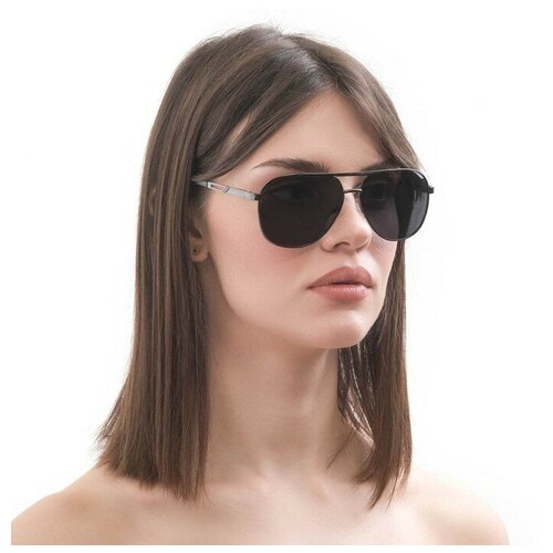 фото Солнцезащитные очки onesun, авиаторы, оправа: металл, поляризационные, для женщин, черный