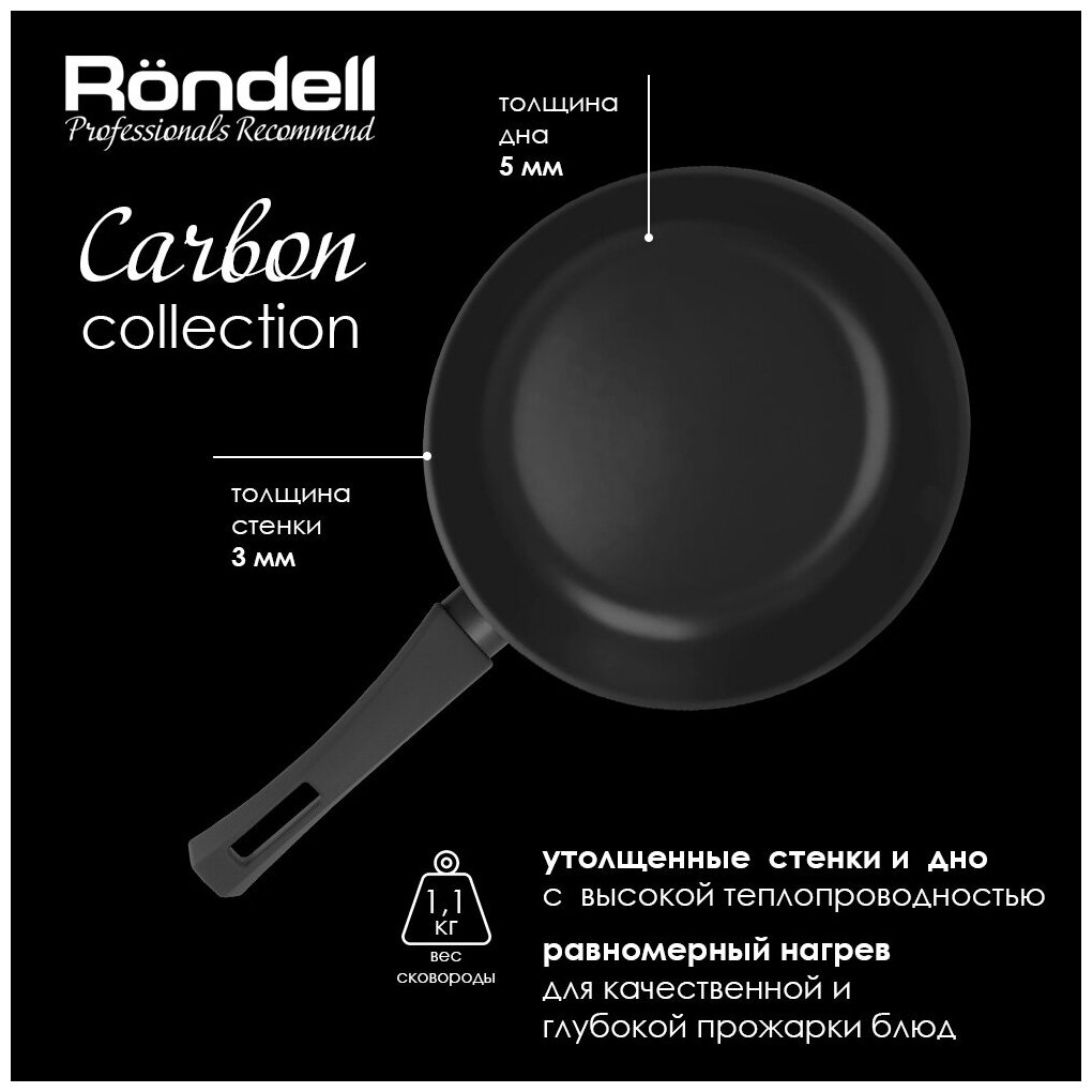 Сковорода Rondell Carbon 169, диаметр 24 см - фотография № 7