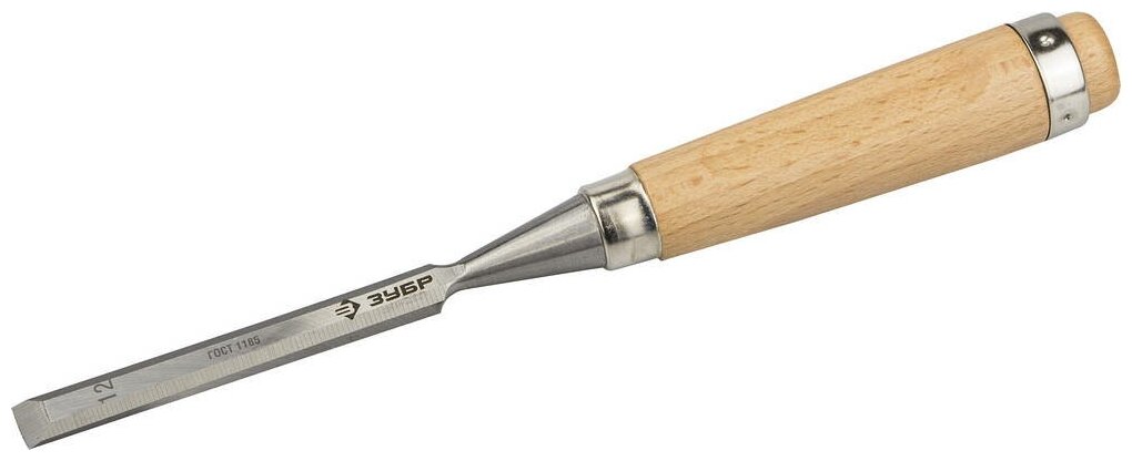 Стамеска-долото ЗУБР "эксперт" с деревянной ручкой хромованадиевая 12мм