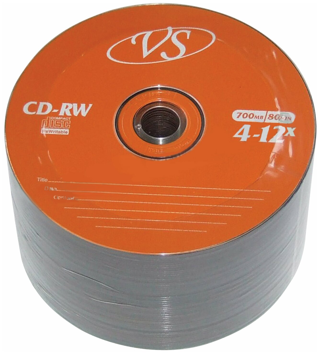 Компакт-диск VS CD-RW, 700 мб, 4-12x, 50 шт, Bulk, CDRWB5001 (VSCDRWB5001)