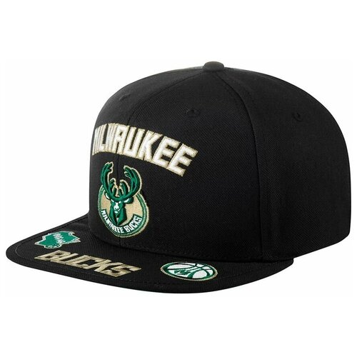 фото Бейсболка с прямым козырьком mitchell ness hhss2998-mbuyypppblck milwaukee bucks nba, размер one mitchell & ness