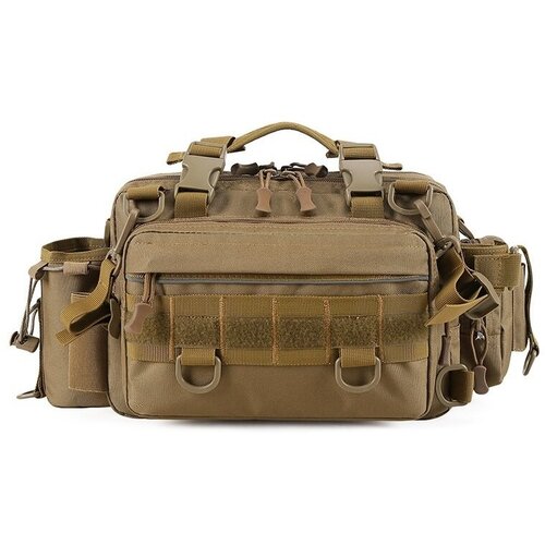 фото Сумка для рыбалки, спинингодержатлем, карманами для приманок, термоса, ножа, коричневый нет