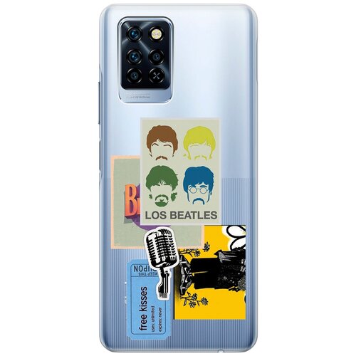 Силиконовый чехол на Infinix Note 10 Pro NFC / Инфиникс Нот 10 Про с 3D принтом Beatles Stickers прозрачный чехол книжка на infinix note 10 pro nfc инфиникс нот 10 про с 3d принтом go sleep w черный