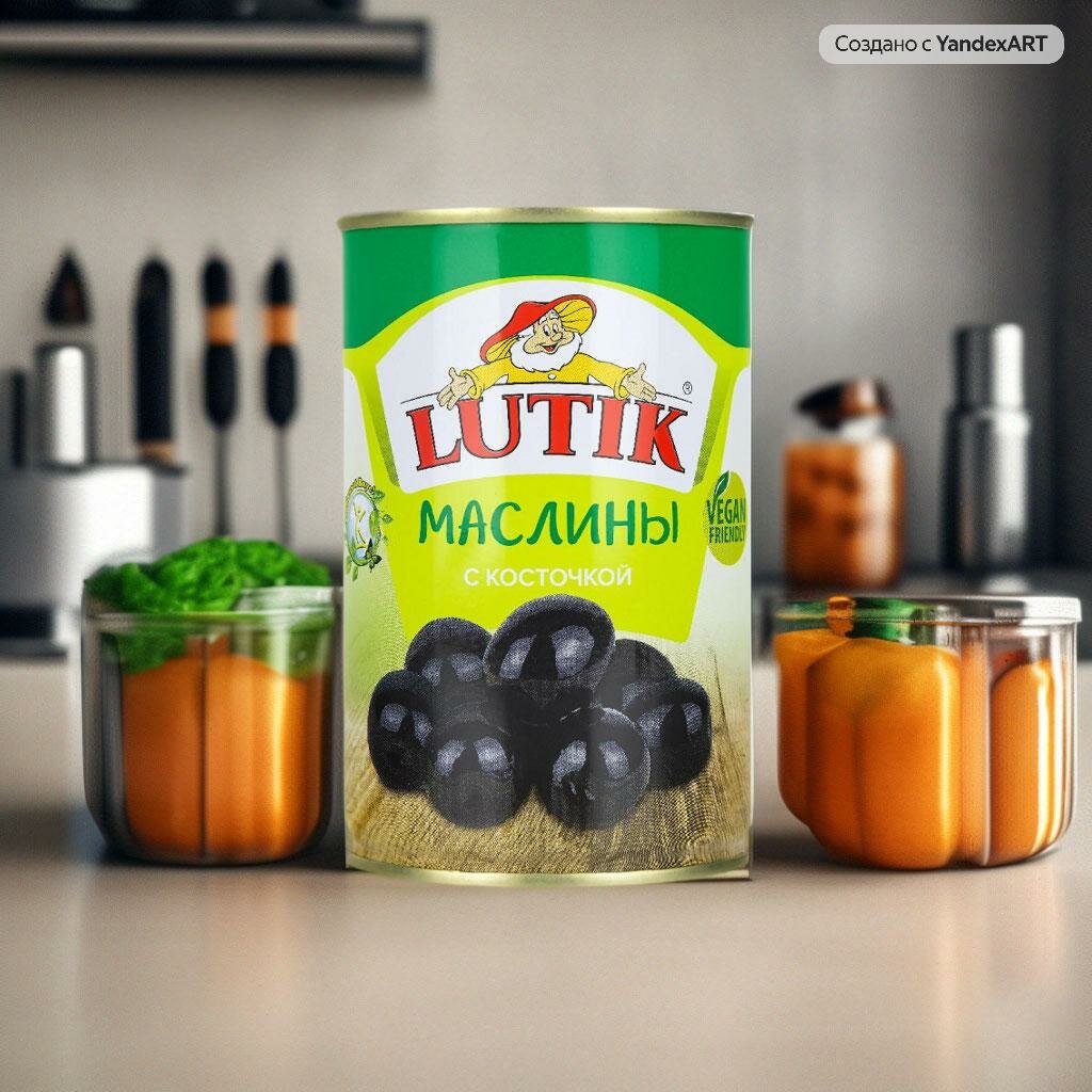 Маслины Lutik консервированные с косточкой, 280г