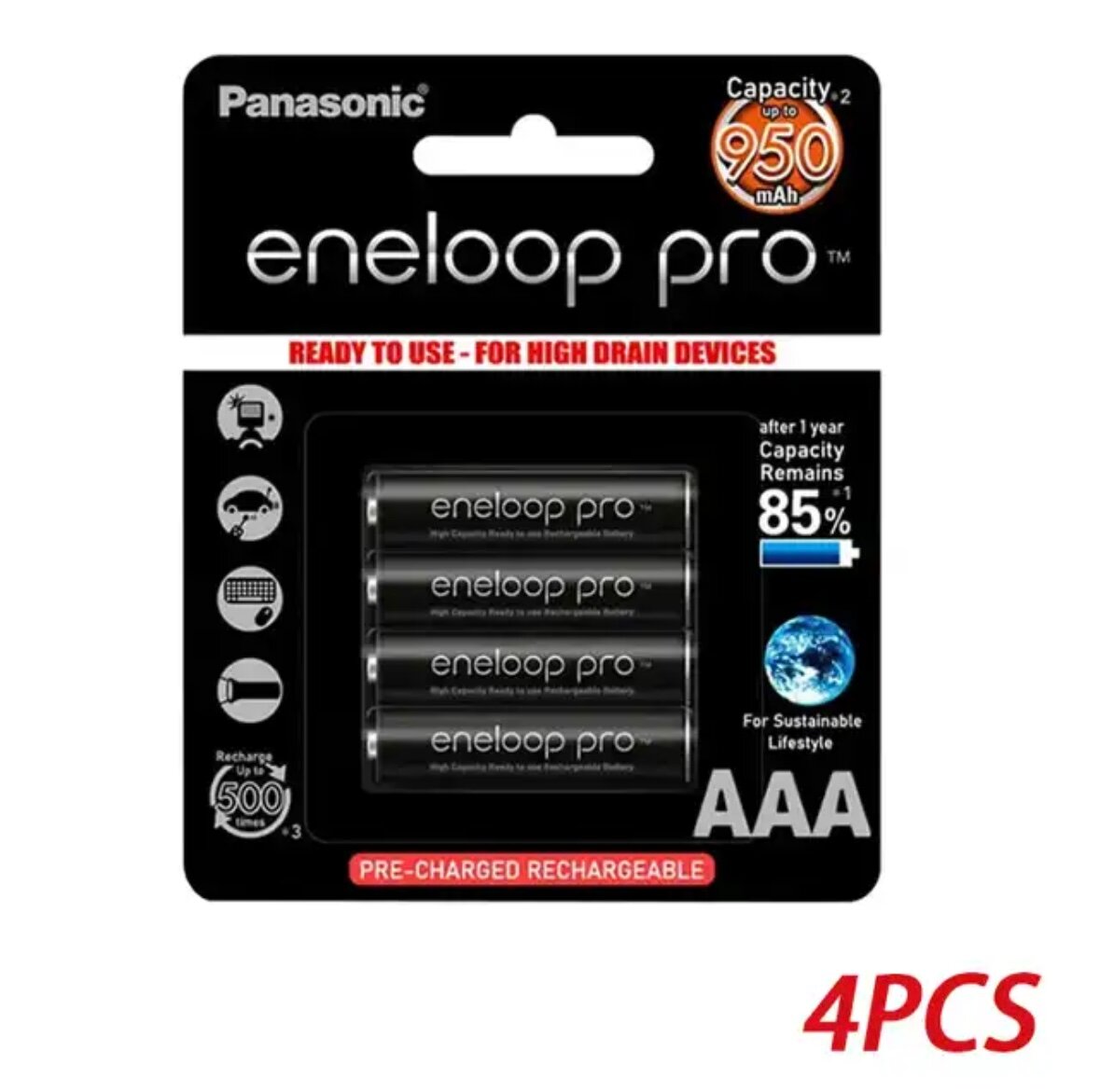 Аккумулятор Ni-Mh 930 мА·ч 1.2 В Panasonic eneloop pro AAA, в упаковке: 4 шт.