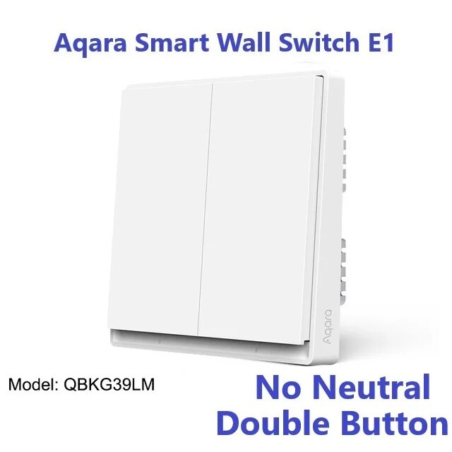 Умный настенный переключатель света Aqara E1 ZigBee 3,0, No Neutral 2 key