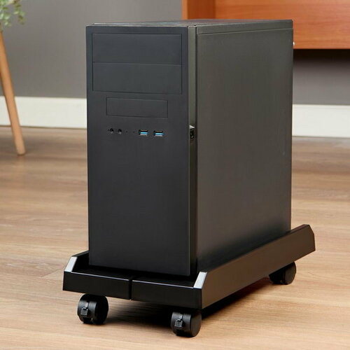 Подставка под системный блок на колёсах 2030 - 45 см металл пластик чёрная 1981₽