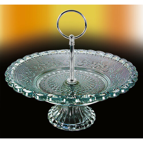 Этажерка для десертов, фруктов / фруктовница / ваза для фруктов / конфетница / горка на ножке стеклянная 20 см. 1 шт.