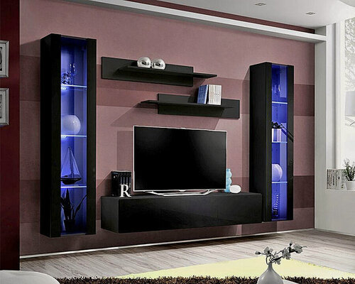 Изображение товара Модульная гостиная Лана 2.5 МДФ (черная) NOW 260x40x170 см, черный Фиеста