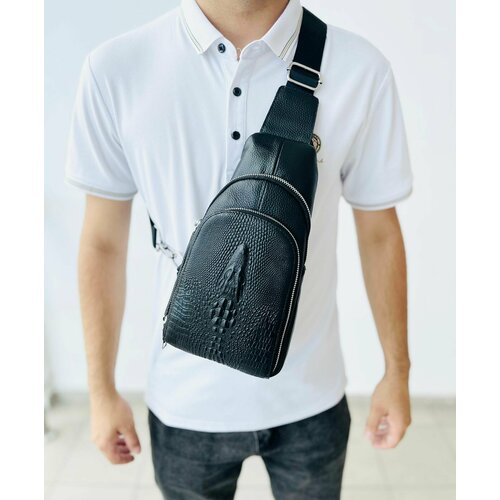 Сумка кросс-боди , фактура зернистая, черный