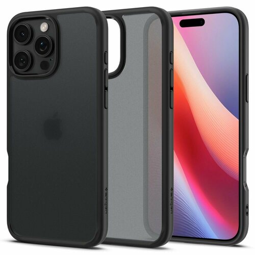 Защитный чехол Spigen Ultra Hybrid для iPhone 16 Pro Max / Айфон 16 Про Макс черный матовый серый, черный