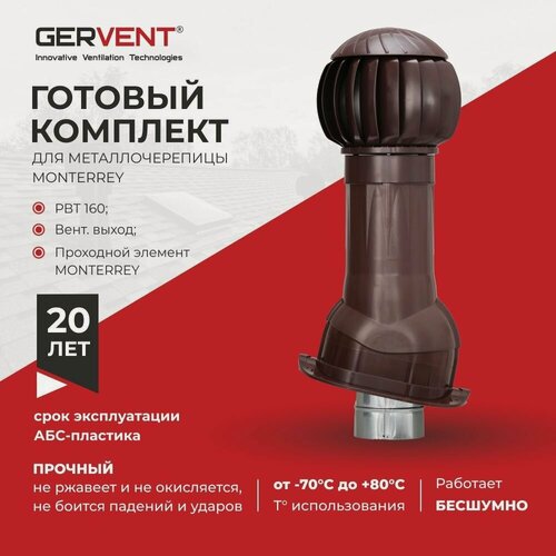 Изображение товара GERVENT Система вытяжной вентиляции для металлочерепицы Monterrey, коричневый