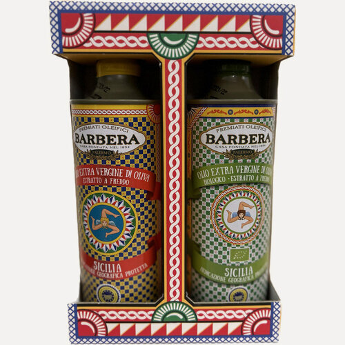 Изображение товара Набор Barbera масло оливковое Extra Virgin (Sicilia IGP, Sicilia IGP BIO) 2x0.5л