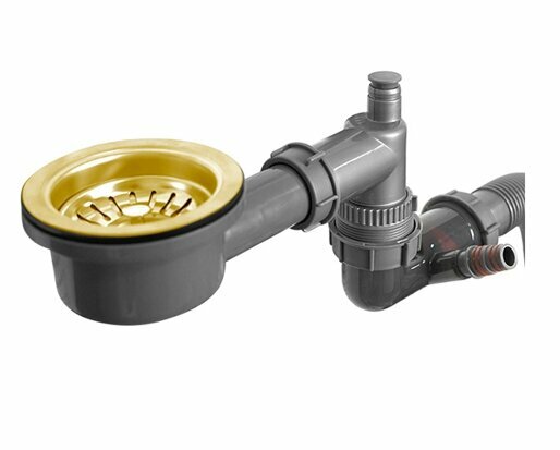Плоский сифон с сухим затвором ZorG KC 1 BRONZE с решеткой слива цвет бронза 90 мм для металлических моек