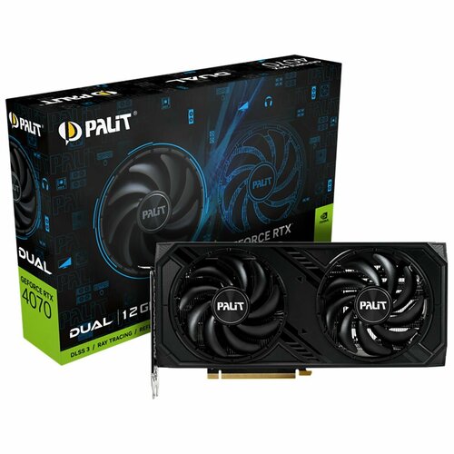 Видеокарта Palit RTX 4070 DUAL 12GB GDDR6X 192bit 3xDP HDMI 2FAN RTL 71626₽