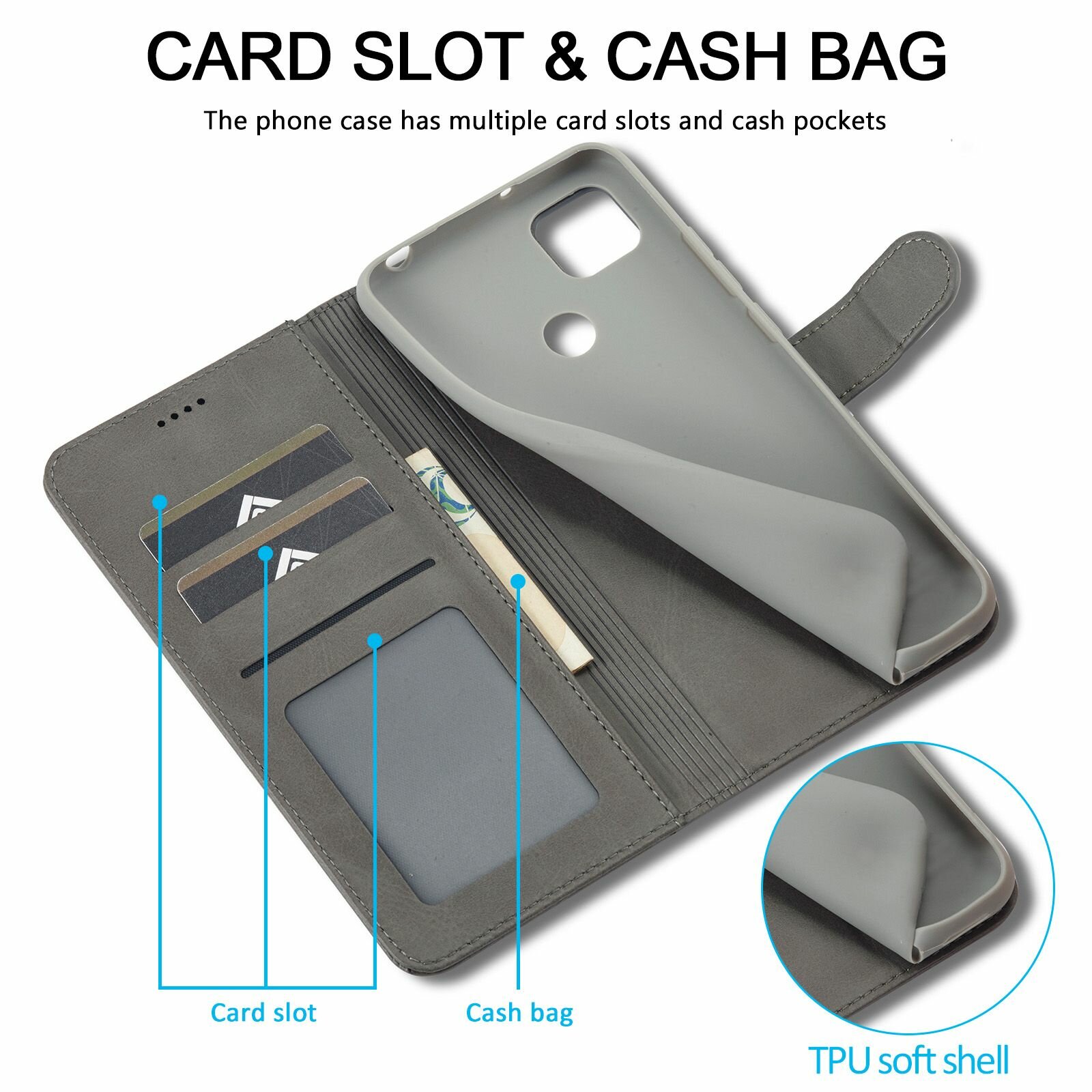 Электронные Книги Xiaomi LCIMEEKE Кожаный книжка чехол для Xiaomi Redmi 10A/ 9C / Сяоми Редми 9С / Редми 10А с визитницей из экокожи