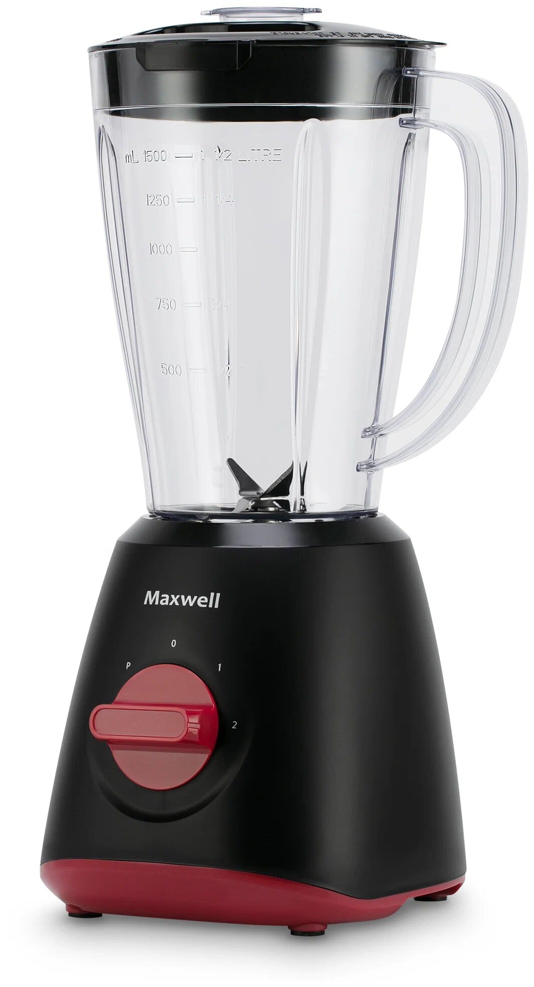 MAXWELL "MW-1176", мощность 800Вт, емкость чаши 1.5л, черный/бордовый