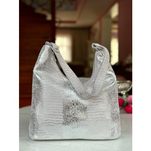 Сумка ведро LAK, фактура бархатистая, белый