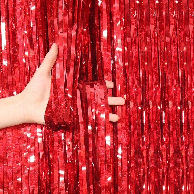 Фольговая фотозона для свадьбы Красный, 1m wide and 2m long, Laser Red