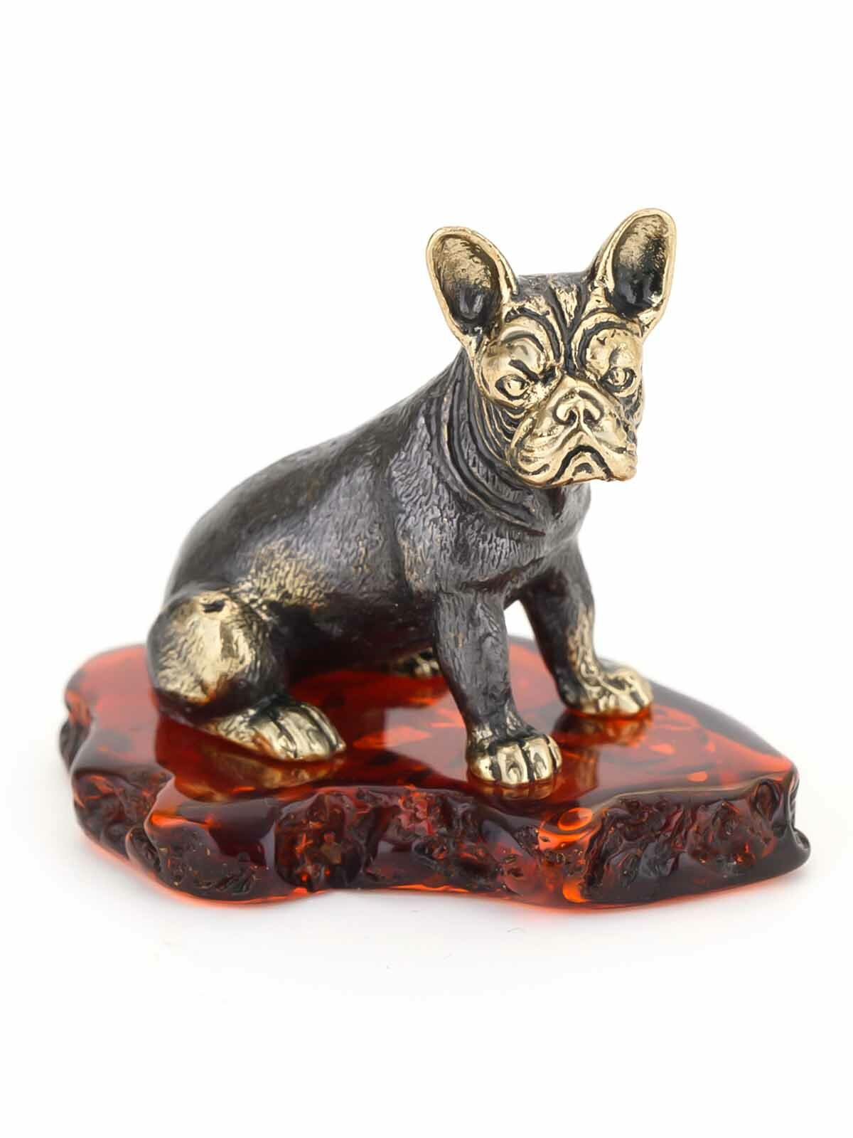 Сувенирная фигурка - Собака Бульдог Американский Янтарь 40 см