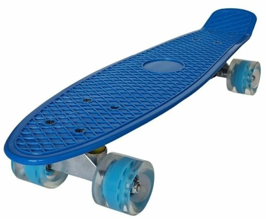 Скейт пенни борд 22 (Penny Board) синий, светящиеся колеса