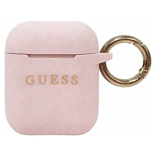 Чехол CG Mobile Guess для Airpods Silicone case with ring Light pink