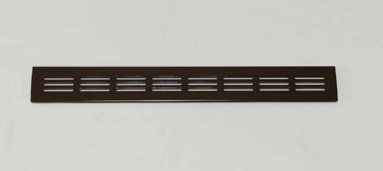 Решетка вентиляционная врезная из листового перфорированного металла габаритный размер 500х60мм венге (темно-коричневый)