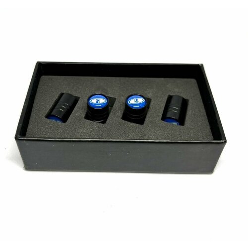 Колпачки на ниппель с логотипом Лада. Нержавеющий металл. Подарочная упаковка, комплект из 4 штук.