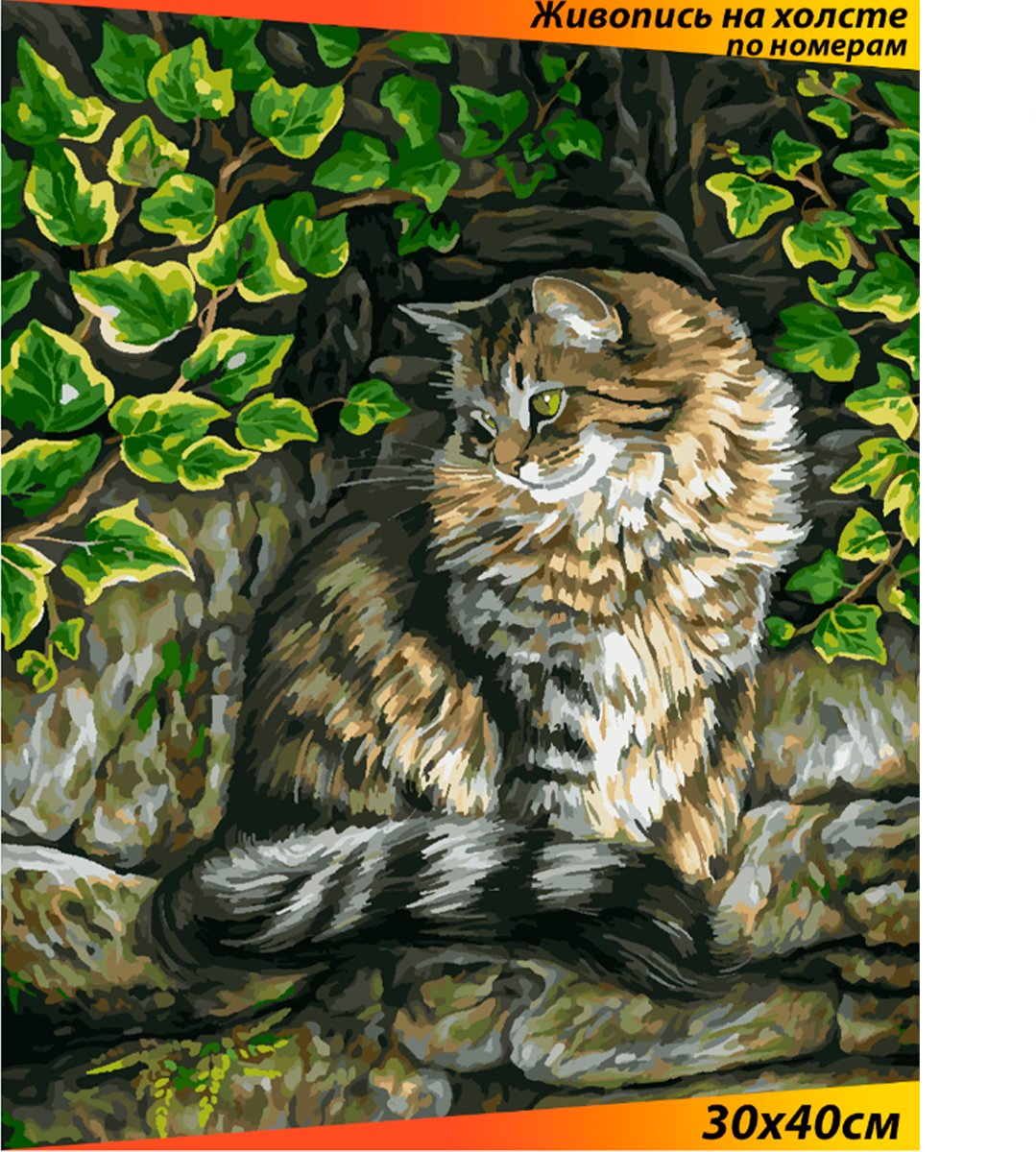 Картина по номерам Белоснежка "Выгодная позиция" / Раскраска / Холст на подрамнике 30х40 см. / Животные / Кошка