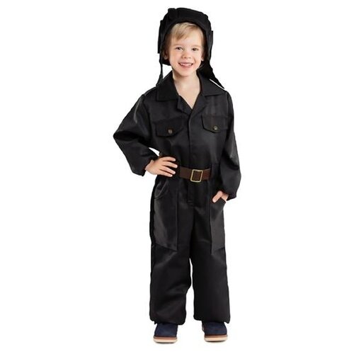 фото Карнавальный костюм бока "танкист", комбинезон, ремень, шлем, 3-5 лет, рост 104-116 см