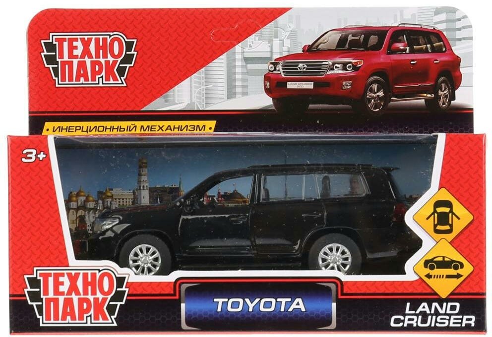 Технопарк. Модель "Toyota Land Cruiser" металл длина 12,5 см, двери, инерц, черный, арт. CRUISER-BK CRUISER-BK