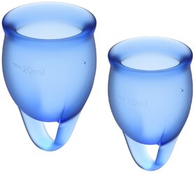 Набор менструальных чаш 2 шт, 15 мл и 20 мл Satisfyer Feel confident Menstrual Cup - Dark Blue (4002057)