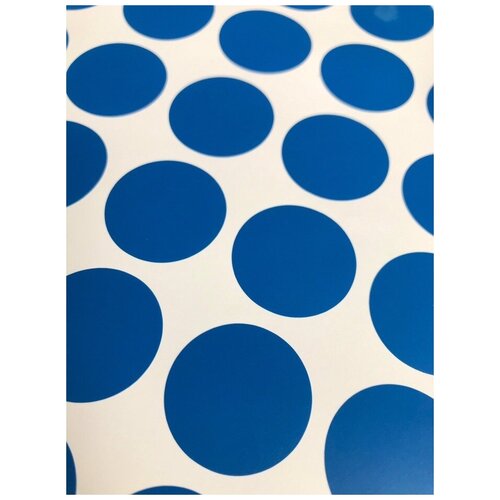 Наклейка круглая (синий 098М, без печати, пленка матовая, размер Д50 мм) 5 шт.