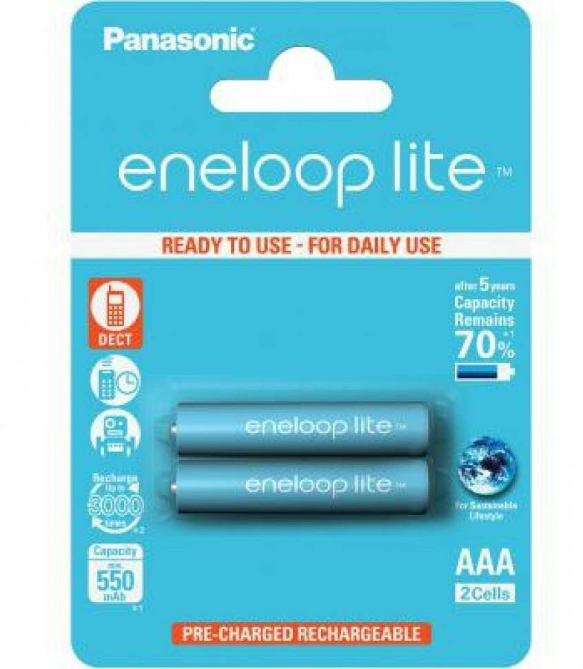 Аккумулятор Panasonic Eneloop Lite AAA 2BP Ni-Mh Dect Series (BK-4LCCE/2DE) - фото №5