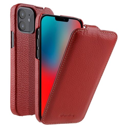 фото Кожаный чехол флип melkco для apple iphone 12 mini (5.4") - jacka type, красный