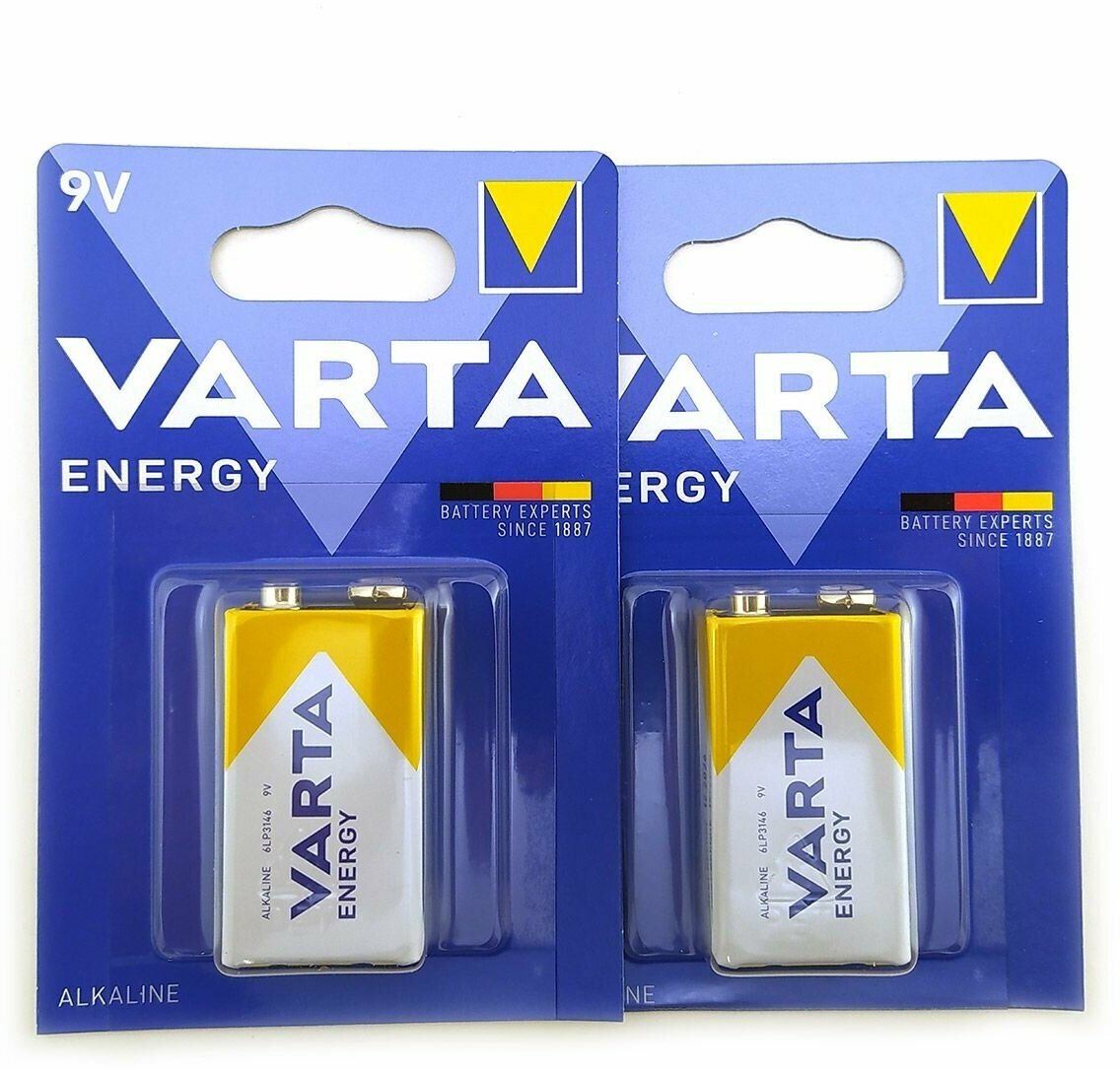 Батарейки (2шт) крона VARTA 6LR61 (4122) Energy 9В щелочные