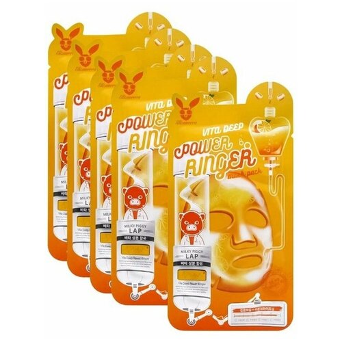 Купить Elizavecca Маска для лица тканевая с витаминным комплексом, Power Ringer Mask Pack Vita Deep, 5 шт