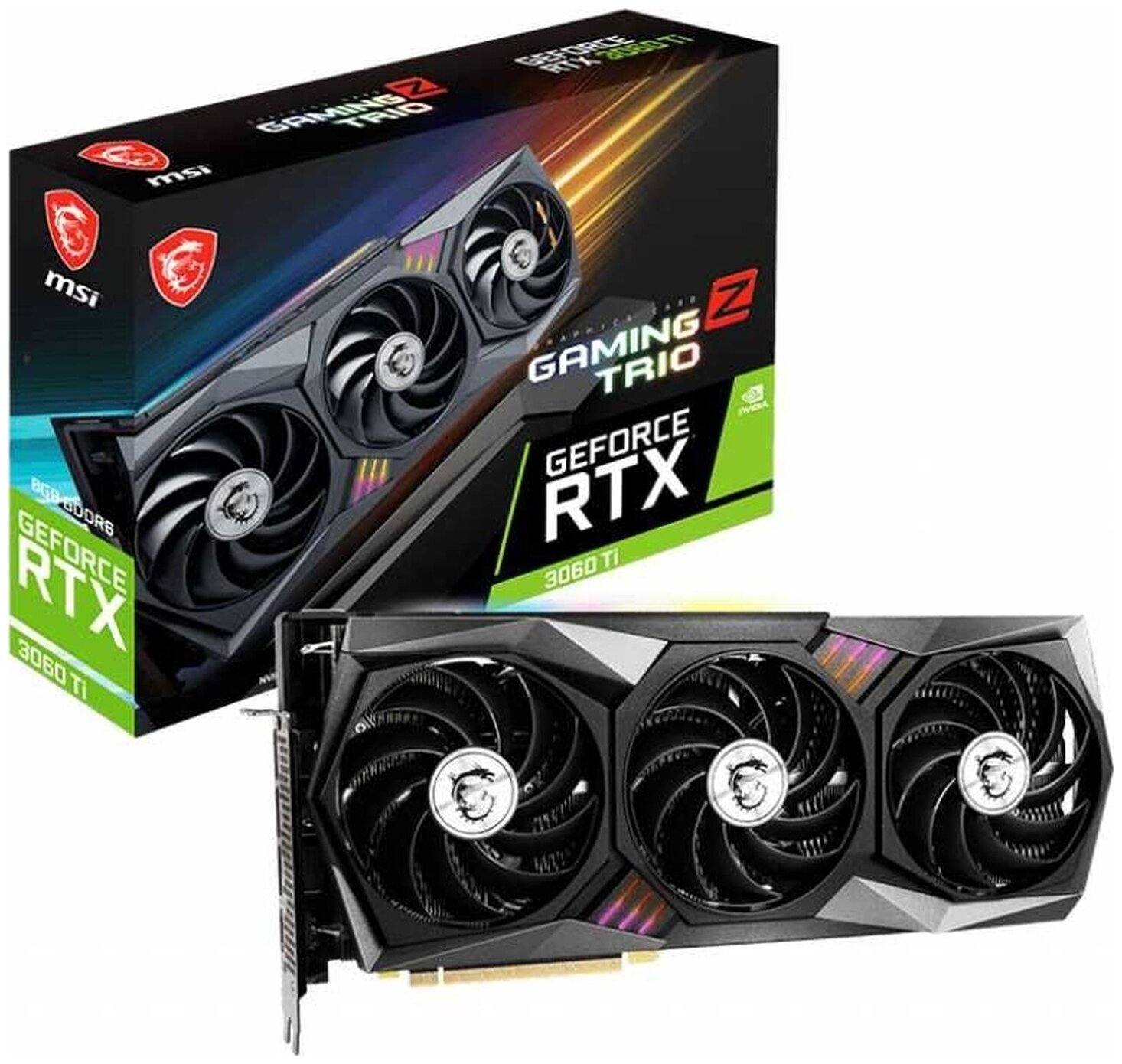 Видеокарта MSI NVIDIA GeForce RTX 3060 Ti GAMING Z TRIO 8G (LHR) (RTX 3060 TI GAMING Z TRIO 8G LHR)