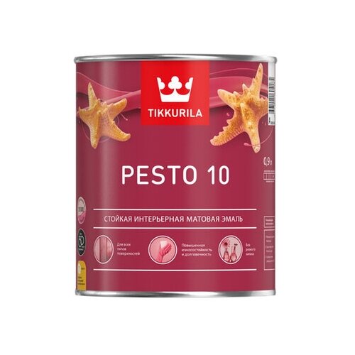 Tikkurila Euro Pesto 10 / Тиккурила Песто 10 эмаль алкидная для внутренних работ матовая база С 9л песто 90 2 7 л 1 6 эмаль алкид высокоглянц тиккурила