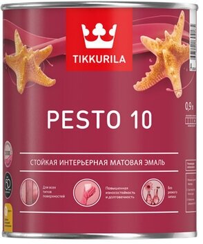 Tikkurila Euro Pesto 10 / Тиккурила Песто 10 эмаль алкидная для внутренних работ матовая база С 0,9л