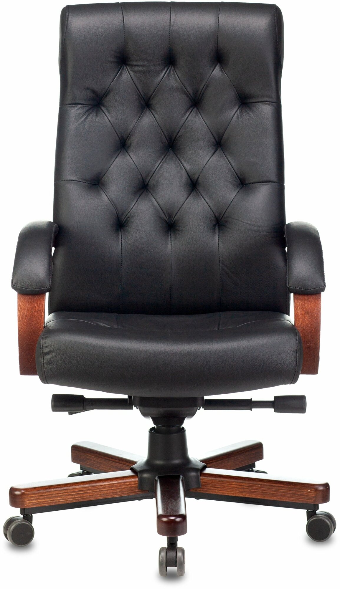 Кресло руководителя Бюрократ T-9928WALNUT, на колесиках, кожа, черный [t-9928walnut/black] - фото №11