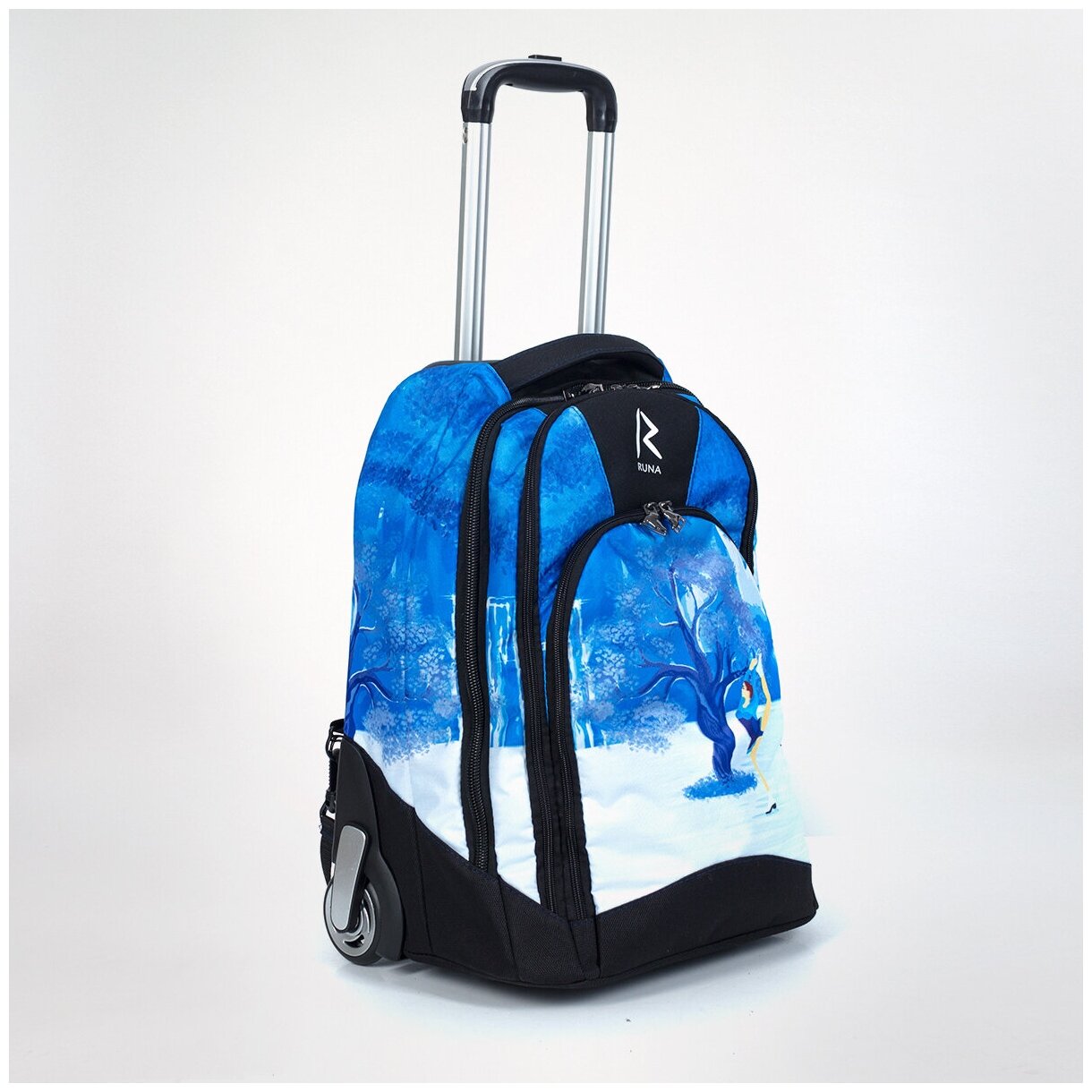 Сумка-рюкзак на колесиках "RUNA", Зимний сад Blue - фотография № 1