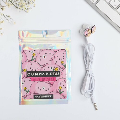 Наушники вакуумные в пакете Meow-вечеринка с микрофоном 10 х 15 см 1шт 379₽