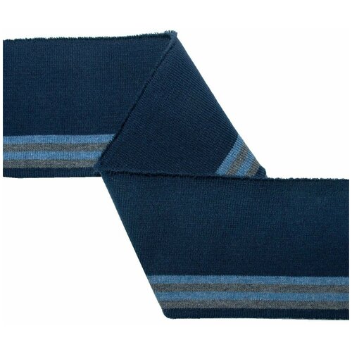 Кромка (подвяз) с полосками, трикотажная, синий меланж, 137-403