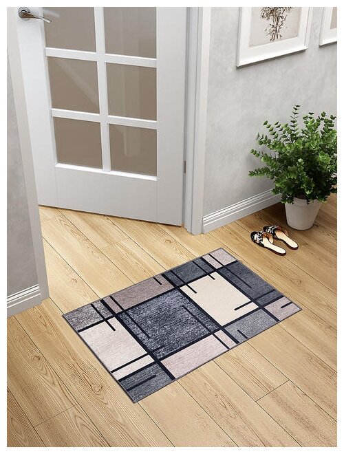 Коврик универсальный LUCKY 50х80см, серый/бежевый (квадраты)