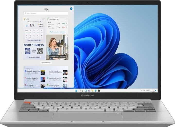 Ноутбук ASUS VivoBook Pro 14X OLED N7400PC-KM024W 90NB0U44-M02770 (14", Core i5 11300H, 8Gb/ SSD 512Gb, GeForce® RTX 3050 для ноутбуков) Серебристый - фотография № 6