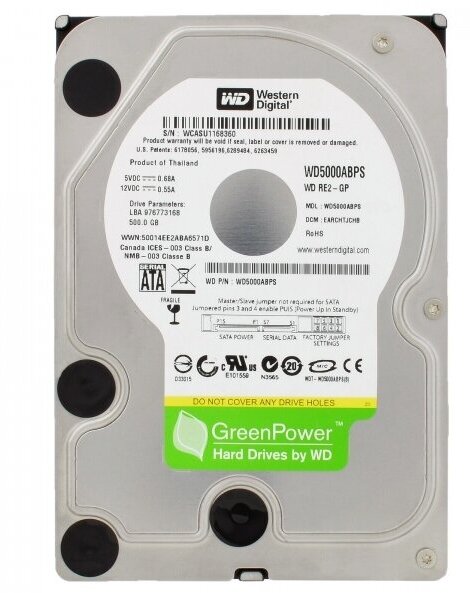 Жесткий диск Western Digital WD5000ABPS 500Gb IntelliPower SATAII 3.5" HDD